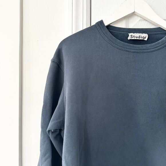 Acne Studios Slate Grey Blue FN-MN-SWEA00033 Crewneck Sweatshirt Medium - Picture 2 of 8